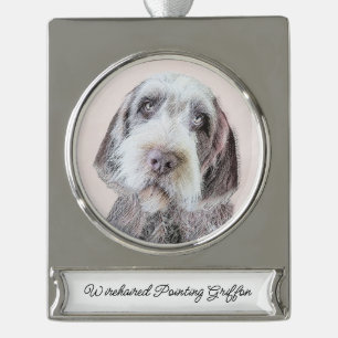 Wirehares Pointing Griffon Painting - Dog Art Sil Verzilverd Banner Ornament