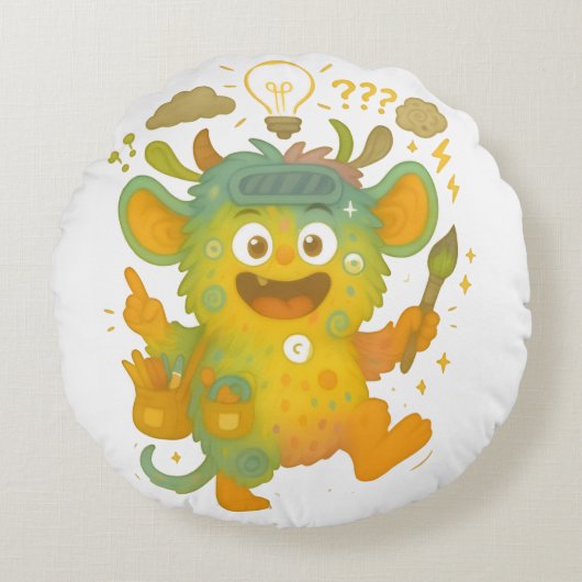 Wirrwuschel Kissen – Das große ADHS-Mischmonster v Rond Kussen (Voorkant)