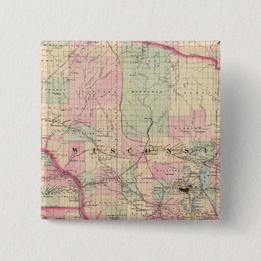 Wisconsin 3 vierkante button 5,1 cm (Voorkant)