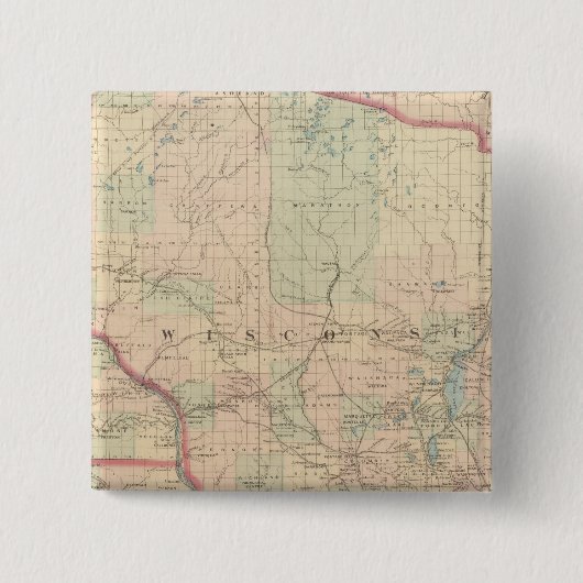 Wisconsin 4 vierkante button 5,1 cm (Voorkant)