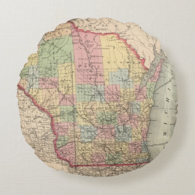 Wisconsin 7 rond kussen (Voorkant)