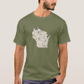 Wisconsin Afbeelding Kaart Antiek Grafiek Retro T-shirt (Voorkant)