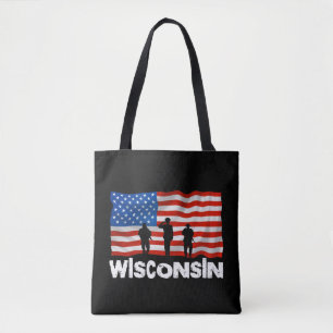 Wisconsin American Flag Canvas tas Canvas Tas