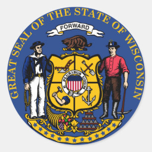 Wisconsin: Amerikaanse vlag Ronde Sticker