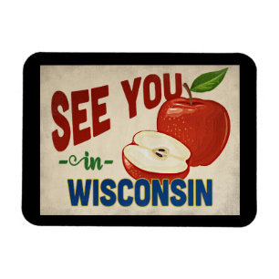 Wisconsin Apple - Vintage Travel Magneet