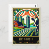 Wisconsin | Art. Deco Briefkaart (Voorkant / Achterkant)