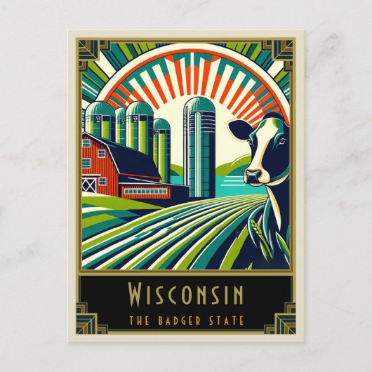 Wisconsin | Art. Deco Briefkaart (Voorkant)