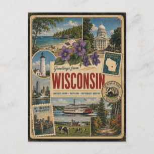 Wisconsin authentieke vintage stijl ansichtkaart briefkaart