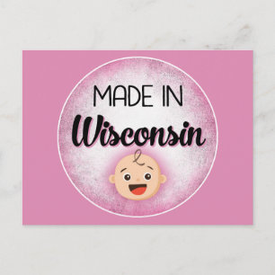 Wisconsin Baby Funny Pink New Girl Carte postale