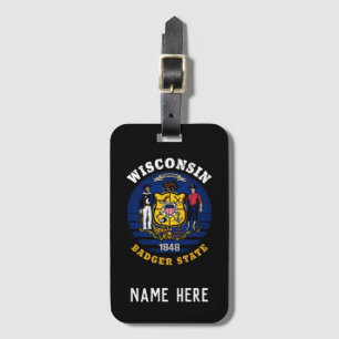 WISCONSIN BADGER STATE FLAG BAGAGELABEL