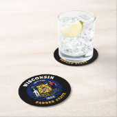 WISCONSIN BADGER STATE FLAG RONDE KARTONNEN ONDERZETTER (Insitu)