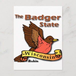 Wisconsin Badger State Robin png Briefkaart