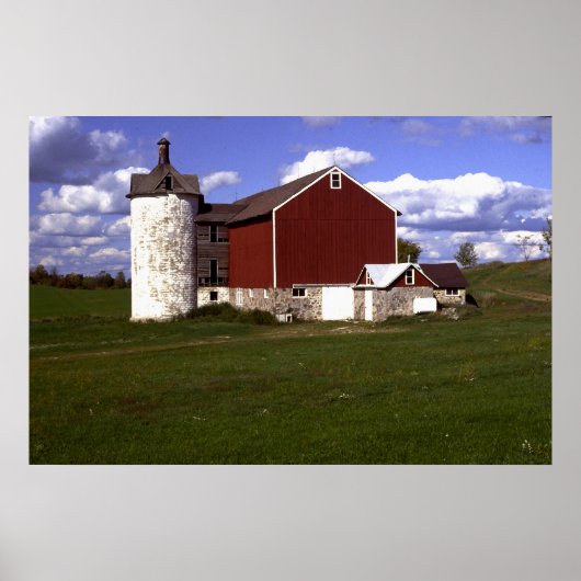 Wisconsin Barn met Brick Silo Poster (Voorkant)