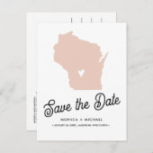 WISCONSIN-bestemming Weddenschap MET ELKE KLEUR Aankondigingskaart (Voorkant / Achterkant)