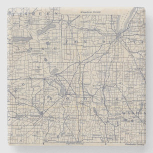 Wisconsin Bicycle Road Map 4 Stenen Onderzetter