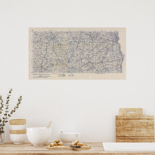 Wisconsin Bicycle Road Map 5 Poster (Keuken)