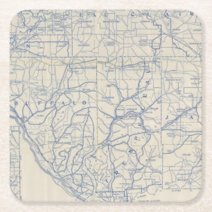Wisconsin Bicycle Road Map 6 Vierkante Kartonnen Onderzetter