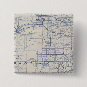 Wisconsin Bicycle Road Map Vierkante Button 5,1 Cm