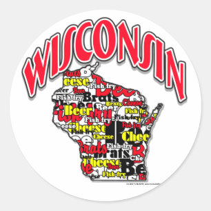 Wisconsin Bier Brats Cheese Fish-Fry Ronde Sticker