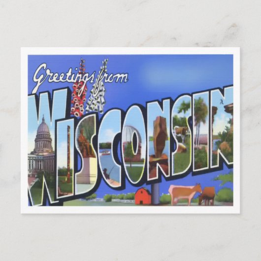 Wisconsin  Big Letters Briefkaart (Voorkant)