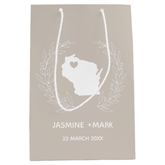 Wisconsin bruiloft aangepast medium cadeauzakje (Voorkant)