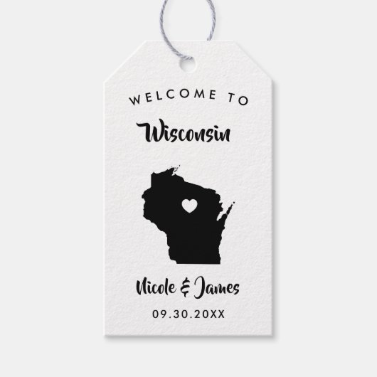 Wisconsin bruiloft welkomsttas Labels, kaart Cadeaulabel (Voorkant)