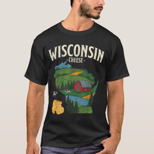 Wisconsin Cheese State Pride Farm Dairy Lover Gift T-shirt (Voorkant)