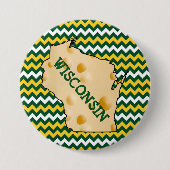 Wisconsin Cheesehead Button Green en Gold (Voorkant)