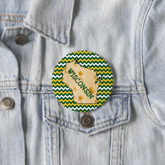 Wisconsin Cheesehead Button Green en Gold (In situ)