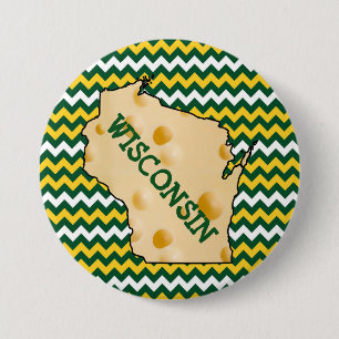 Wisconsin Cheesehead Button Green en Gold
