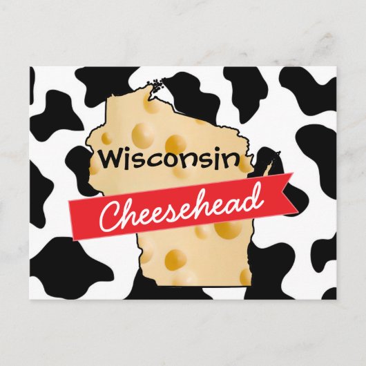 Wisconsin Cheesehead Cow Motif Carte postale (Devant)