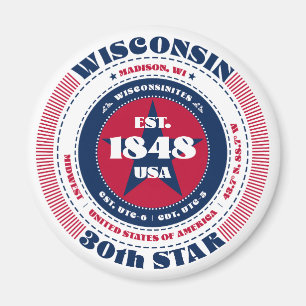 Wisconsin Circle Typographie Souvenir Magnet