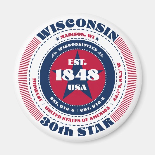 Wisconsin Circle Typographie Souvenir Magnet (Devant)