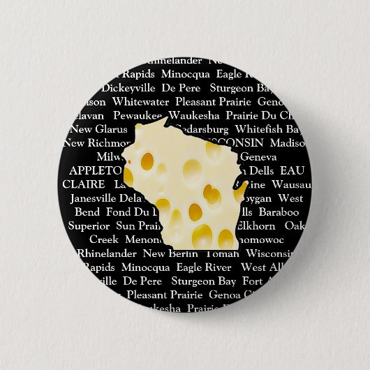 Wisconsin Cities Cheese Head Button (Voorkant)