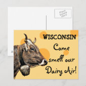Wisconsin Come Smell our Dairy Air Humour Carte po (Devant / Derrière)