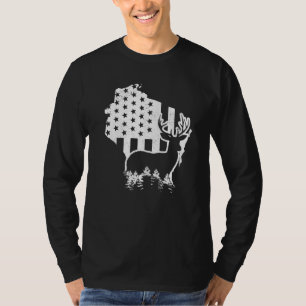 Wisconsin elanden jagen staatskaart VS vlag patrio T-shirt