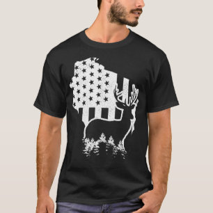 Wisconsin Elk Hunting State Map US Flag Patriotic T-shirt