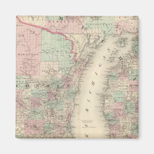 Wisconsin en Michigan Magneet (Voorkant)