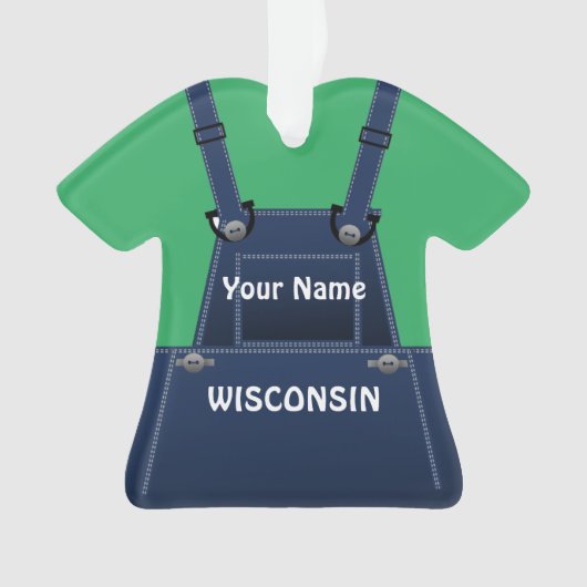 Wisconsin Farmer Bib - Overalls Custom Kerstmis Ornament (voorkant)