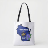 Wisconsin Flag & Flower Blue Violet Aangepaste naa Draagtas (Voorkant)