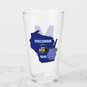 Wisconsin Flag & Flower Blue Violet Aangepaste naa Glas (Voorkant)