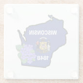 Wisconsin Flag & Flower Blue Violet Aangepaste naa Glazen Onderzetter (Achterkant)