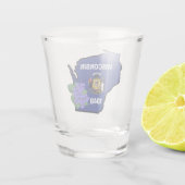 Wisconsin Flag & Flower Blue Violet Aangepaste naa Shot Glas (Achterkant)