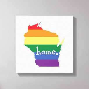 Wisconsin Gay Pride Kaart van herkomst Canvas Afdruk