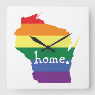 Wisconsin Gay Pride Kaart van herkomst Vierkante Klok