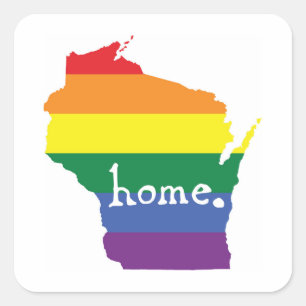 Wisconsin Gay Pride Kaart van herkomst Vierkante Sticker