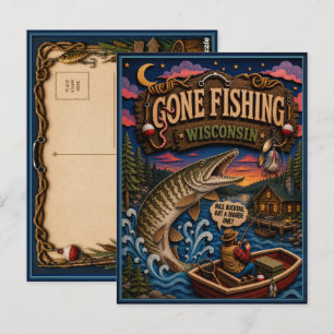 Wisconsin Gone Fishing Muskellunge Briefkaart