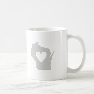 Wisconsin Grey State Map Vorm met hart Koffiemok