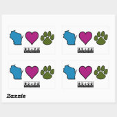 Wisconsin Hearts Dieren Rechthoekige Sticker (Vel)
