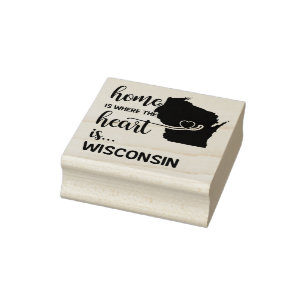 Wisconsin home is waar het hart ligt rubberstempel